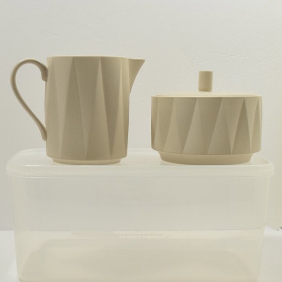Kate Spade Lenox Castle Peak Creamer & Sugar Bowl & Lid New Neutral Hazelnut - Picture 3 of 8